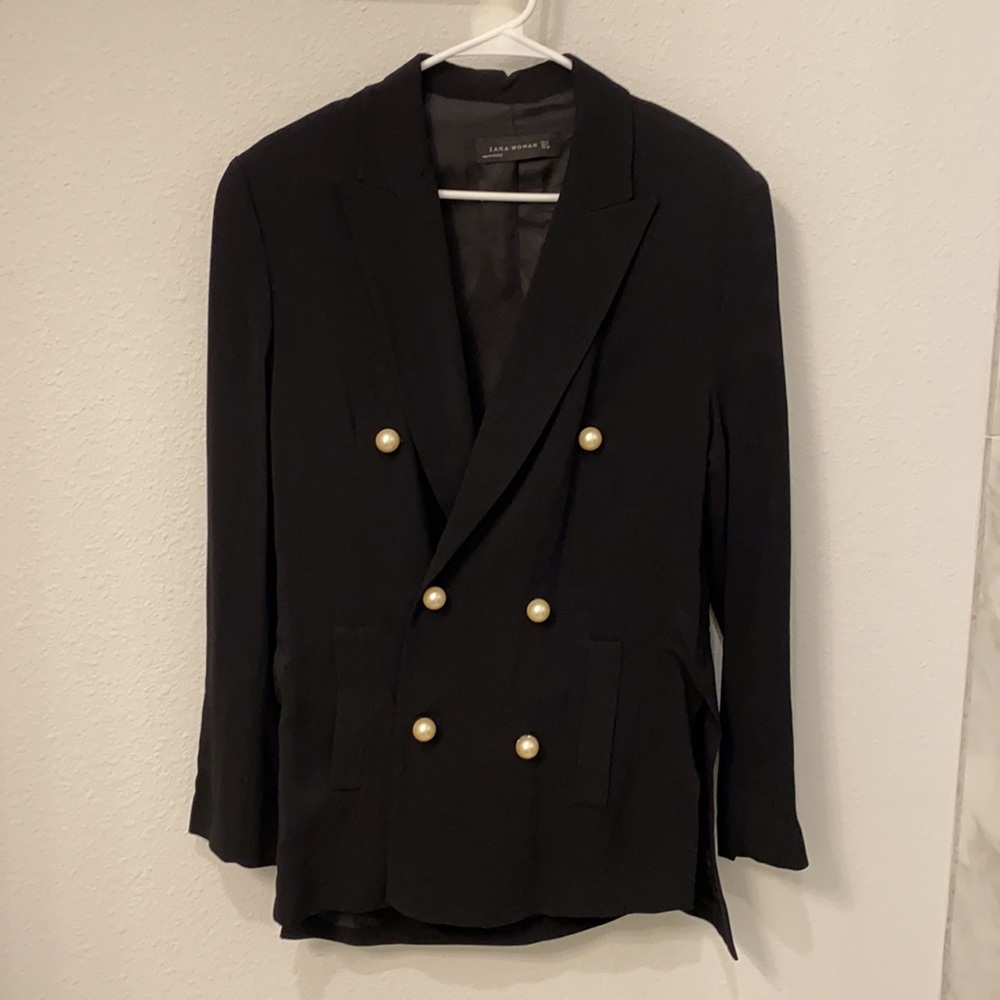 Zara black blazer with pearls